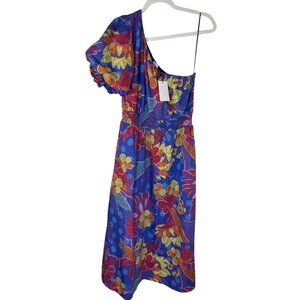 Sugarlips Asymetrical Boho Feminine Floral Lined Midi Dress W/Pockets Size Med